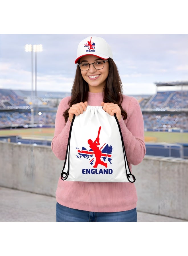 England Sports Fans Set - Pack of 3 Combo - Cap, Drawstring Bag, and Hand Flag - Ideal for Matches, Events, and Everyday Use - Perfect for Sports Fans - Image 4